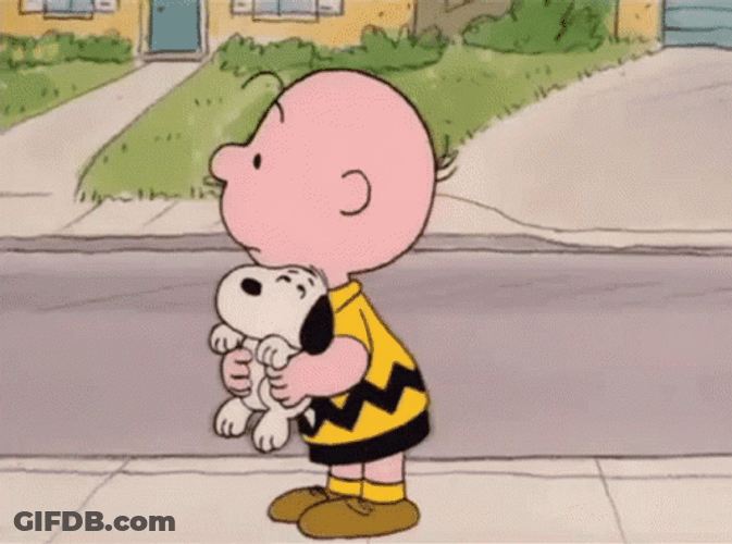 Charlie Brown Carrying Snoopy GIF