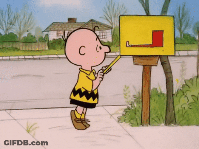 Charlie Brown Checking Mailbox GIF