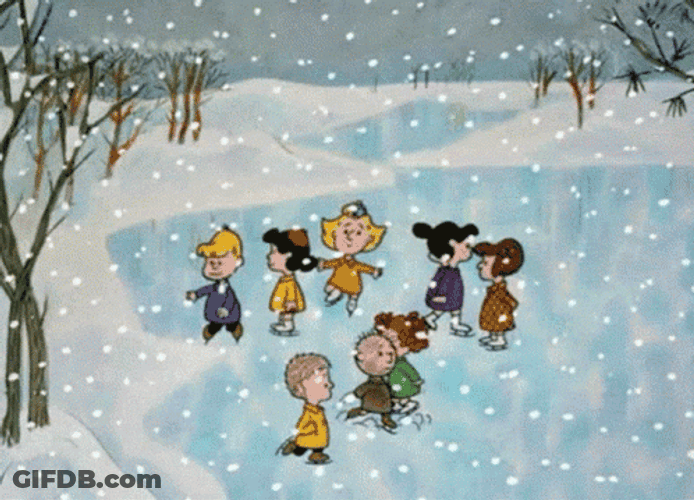Charlie Brown Christmas Skating Snow GIF