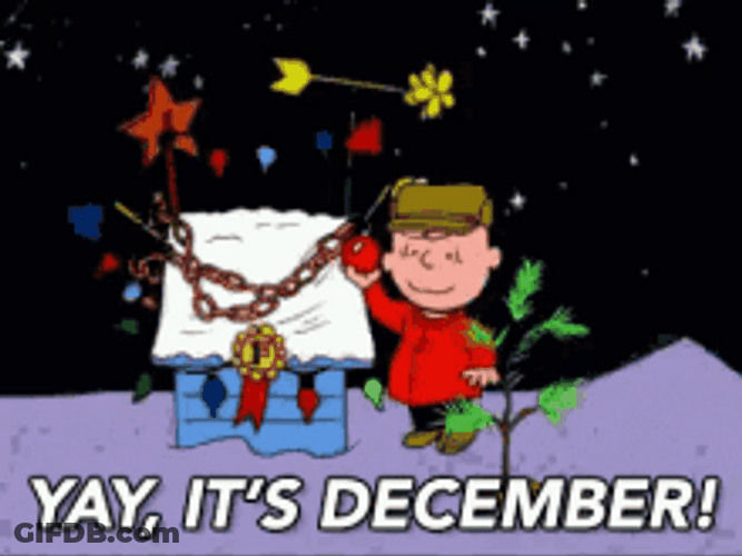 Charlie Brown Excited That It's December GIF