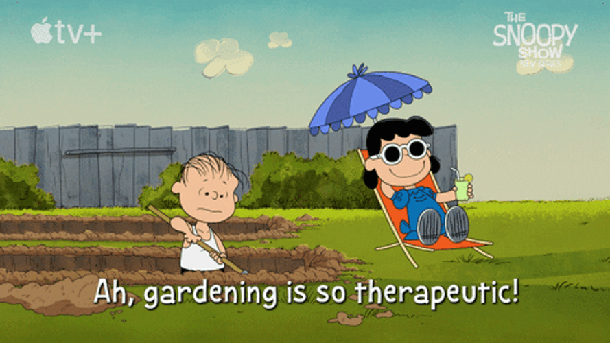 Charlie Brown Gardening Outside GIF
