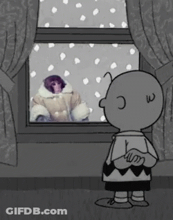 Charlie Brown Looking Out Window At Monkey GIF