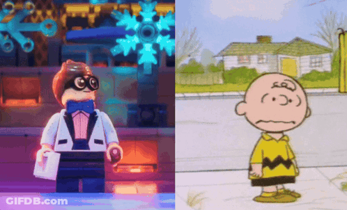 Charlie Brown Next To Lego Character GIF