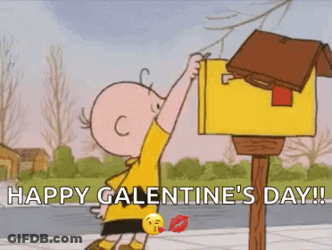 Charlie Brown Putting Kiss In Mailbox GIF