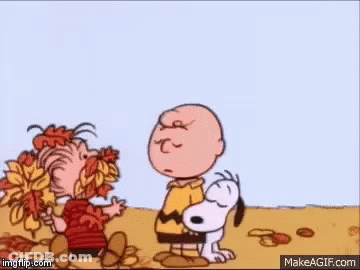 Charlie Brown , Snoopy , And Lucy From Peanuts Are Playing With Leaves . GIF
