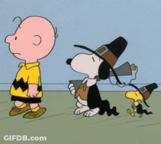 Charlie Brown Walking Peanuts Snoopy Thanksgiving GIF