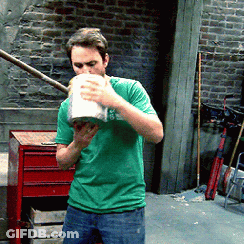 Charlie Day Drinks Big Can GIF