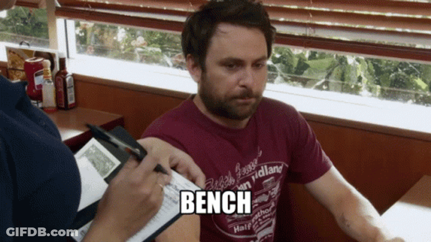 Charlie Day Says Bench GIF