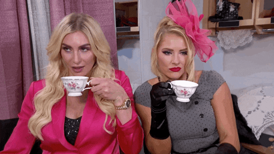 Charlotte Flair And Lacey Evans Sipping Tea GIF