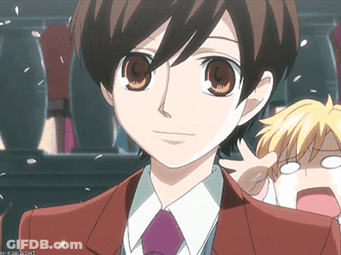 Charming Haruhi Fujioka Smiling Eyes GIF