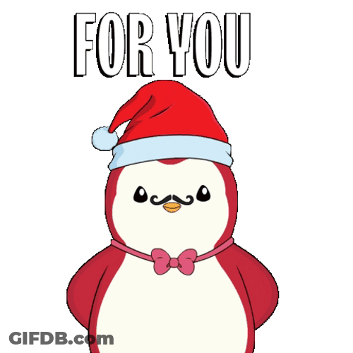Charming Red Pudgy Penguin Giving Present GIF