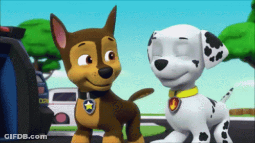 Chase And Marshall Cartoon Dogs Standing Together GIF