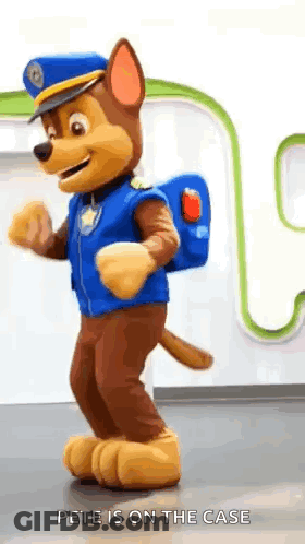 Chase From Paw Patrol Dancing With Backpack GIF