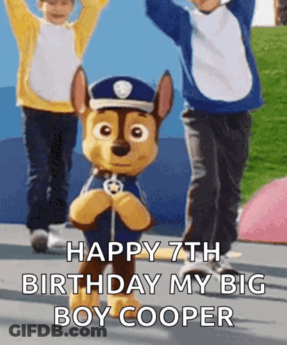 Chase From Paw Patrol Dancing With Two Children GIF