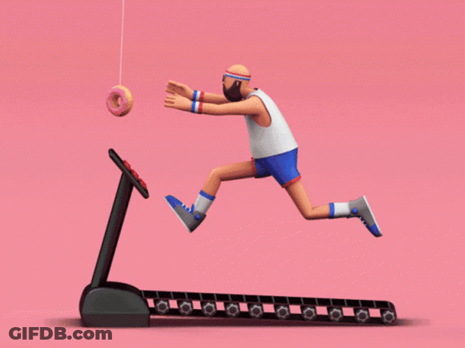 Chasing Donut On A Treadmill GIF