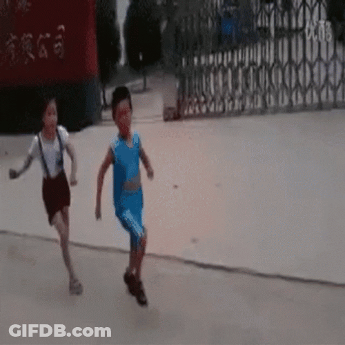 Chasing Falling Down Kids Fighting GIF