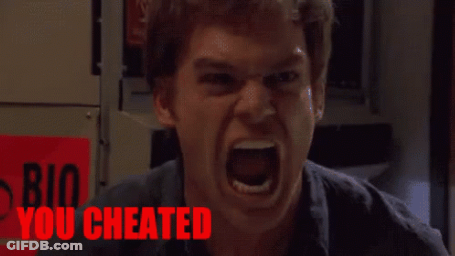 Cheater You Cheated Dexter Angry Mad GIF