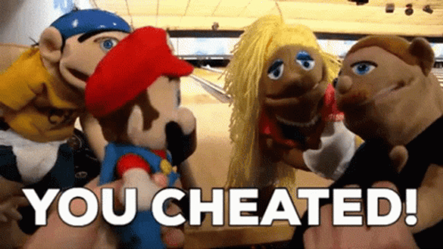 Cheater You Cheated Mario Stuffed Toy GIF