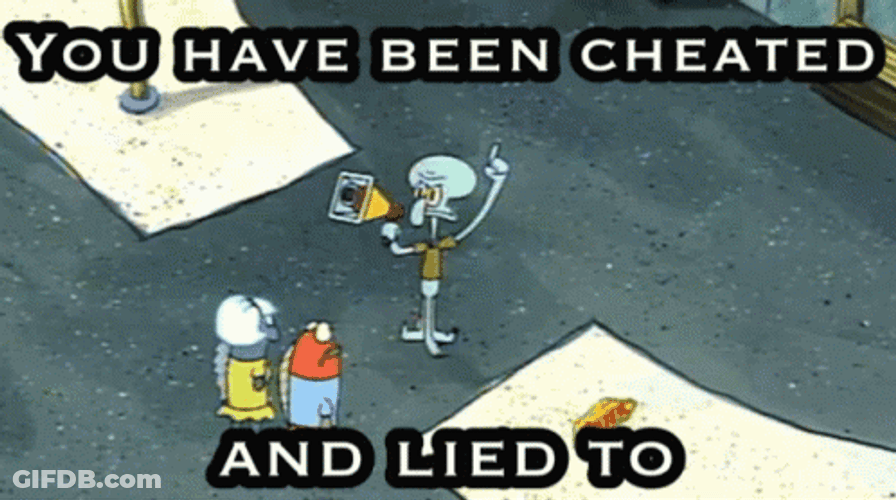 Cheater You Have Been Cheated And Lied Squidward GIF