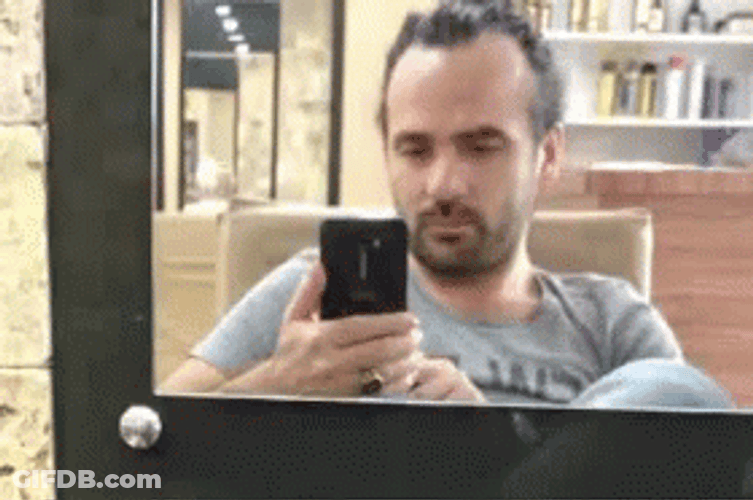 Checking Texting Image In Mirror GIF
