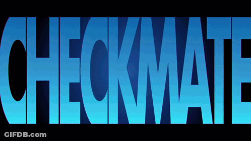 Checkmate In Blue Letters On Black Background GIF