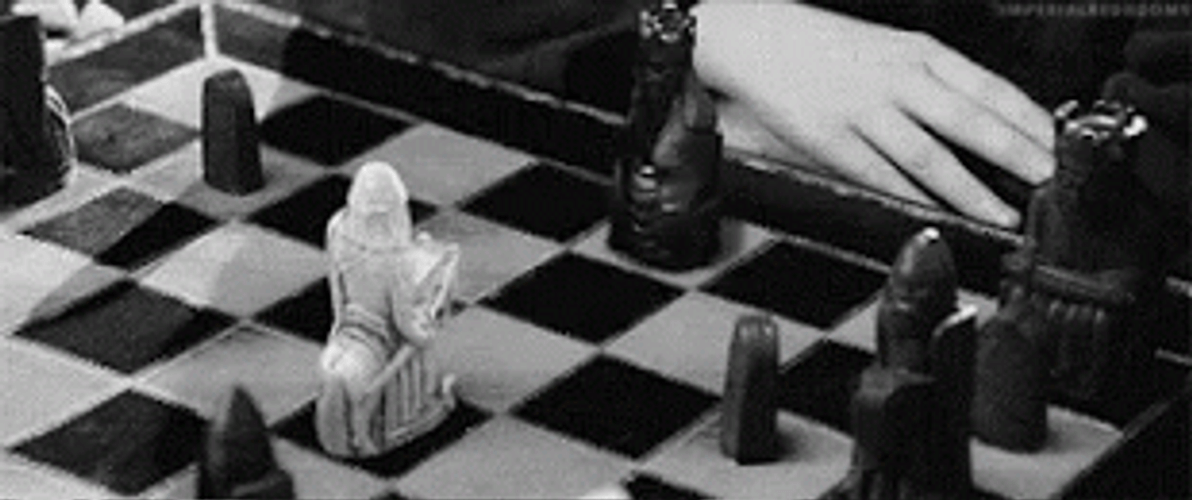 Checkmate Pieces Chair Smash Black And White GIF