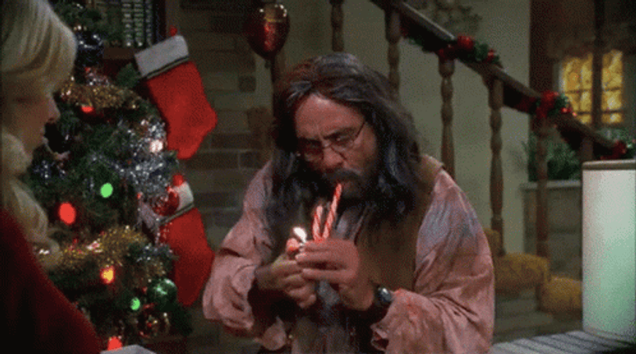 Cheech And Chong Lighting Candy Cane GIF