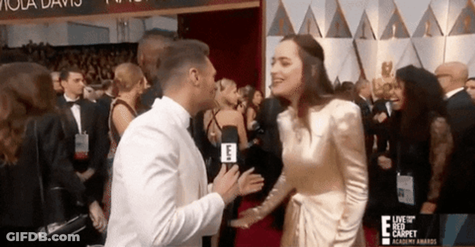 Cheek Kiss Actress Dakota Johnson Interview GIF