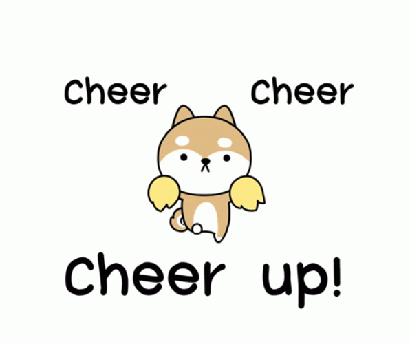 Cheer Up Cute Animated Dog Cheerleader Pom Pom GIF