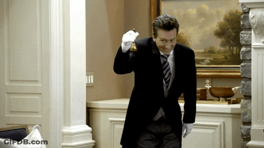 Cheerful Butler Chiming Service Bell GIF
