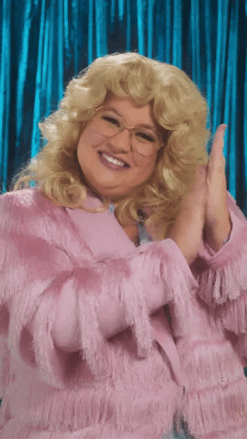 Cheerful Golf Clap Lady Pink Tassels GIF