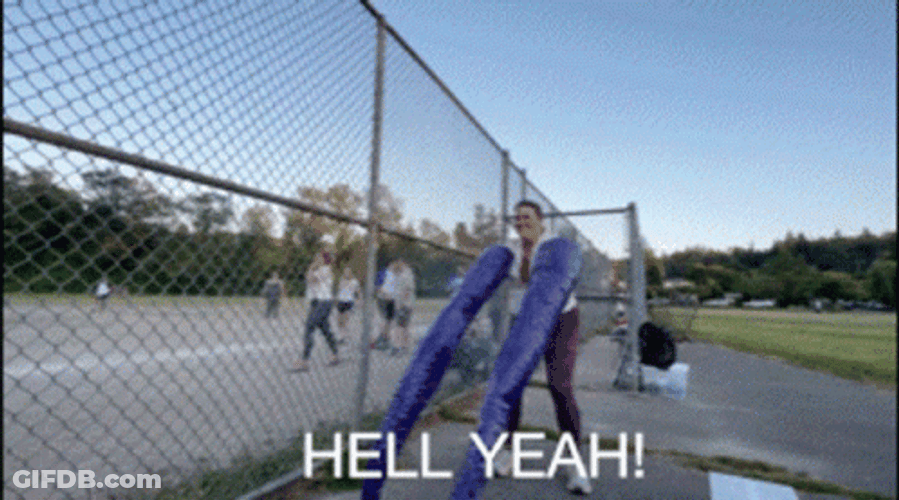 Cheering Into Kickball Field GIF