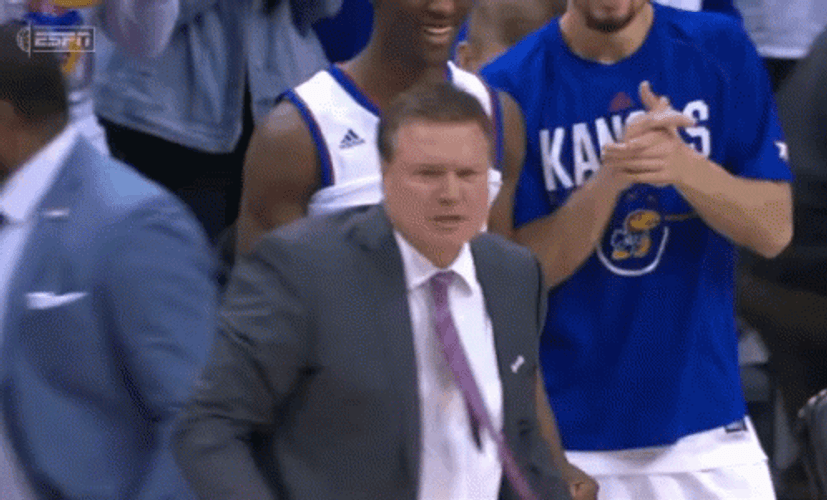 Cheering Rock Chalk Coach Bill Self GIF