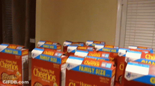 Cheerios Boxes Lined Up GIF