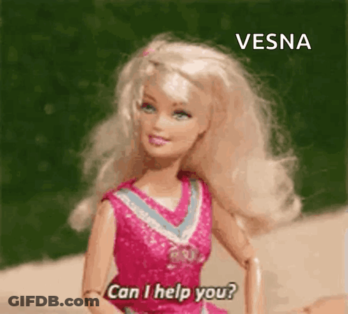 Cheerleader Barbie Asking Can I Help GIF