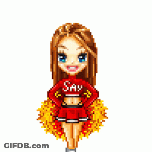 Cheerleader Cartoon Girl Red Cheering Suit GIF