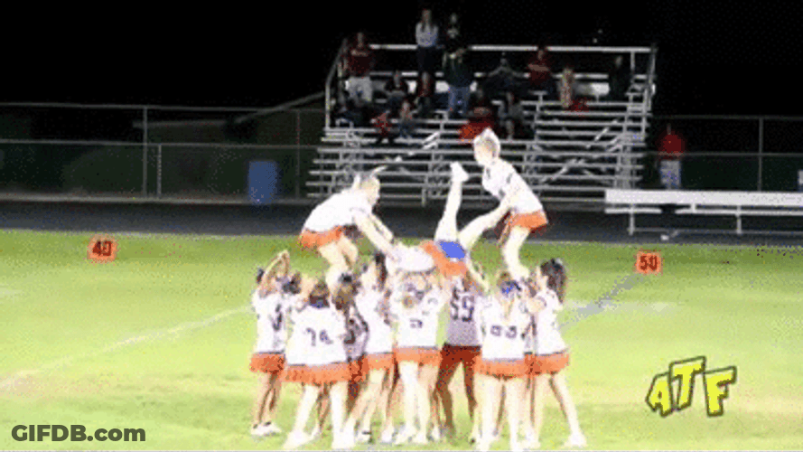 Cheerleader Fall Down Failed Stunts GIF