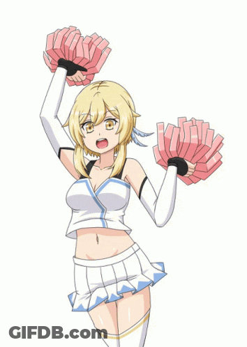 Cheerleader Girl Holding Pink Pom Poms GIF