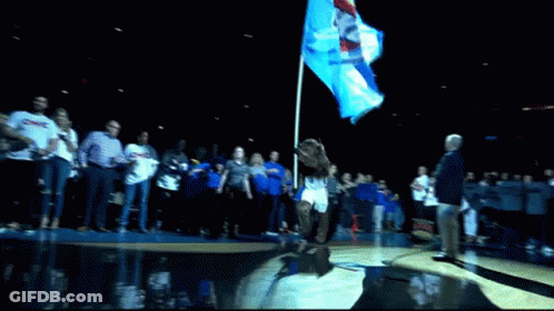 Cheerleader Holding Blue Flag GIF
