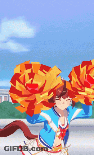 Cheerleader Holding Pom Poms GIF