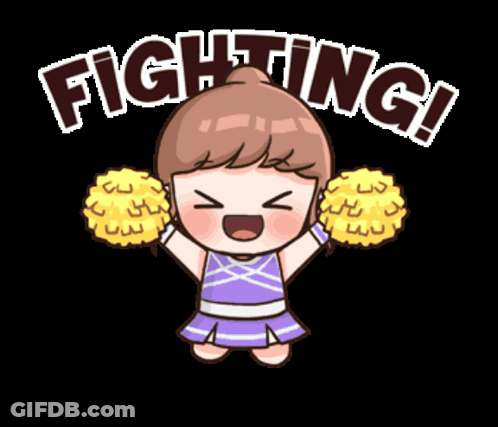 Cheerleader Holding Pom Poms Saying Fighting GIF