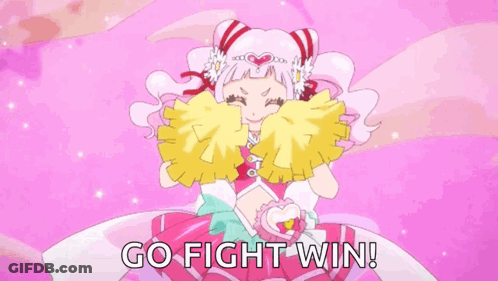 Cheerleader In Pink Dress Saying Go Fight Win GIF