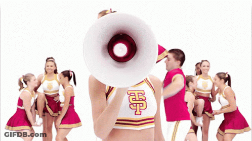 Cheerleader In TP Top Holding Megaphone GIF