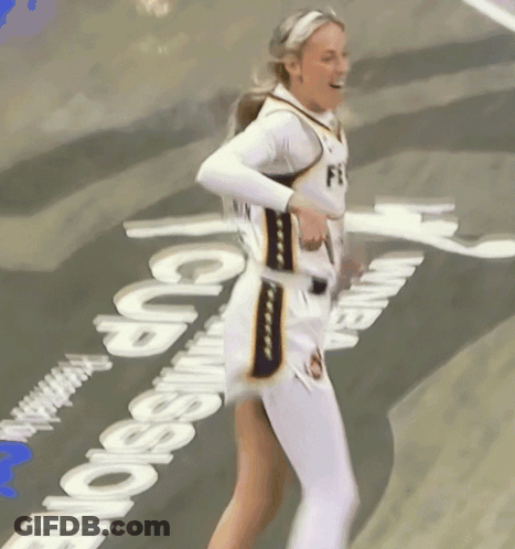 Cheerleader In White Jersey With Letter F GIF