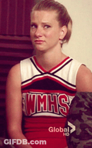 Cheerleader In WMHS Uniform Sitting GIF