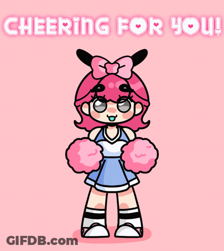 Cheerleader Jumping With Cheering Words GIF