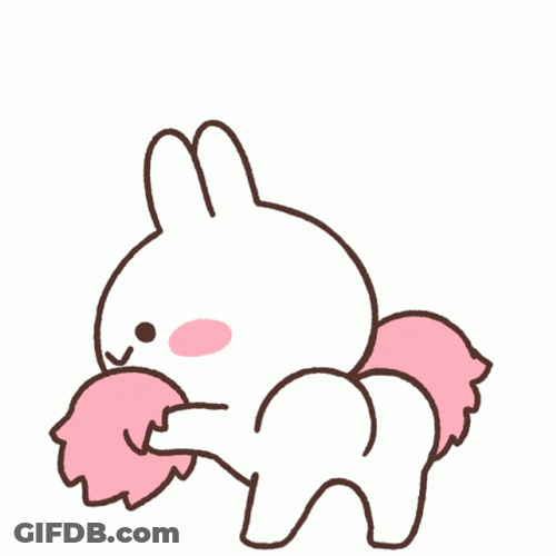Cheerleader Pink Blushed Bunny GIF