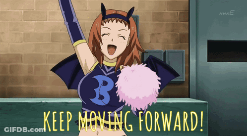 Cheerleader Says Keep Moving Forward GIF