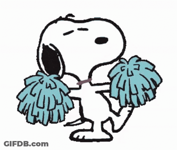 Cheerleader Snoopy Blue Pompoms GIF