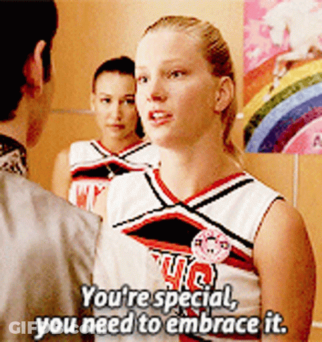 Cheerleader Telling Man You're Special GIF